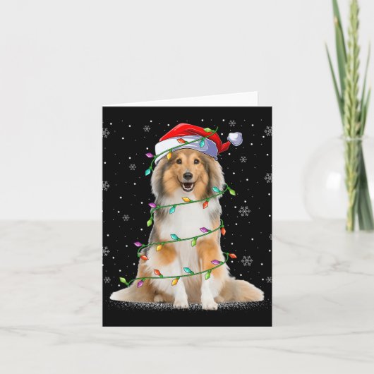 Sheltie Dog Lover Xmas Lighting Santa Sheltie Chri Kaart (Voorkant)