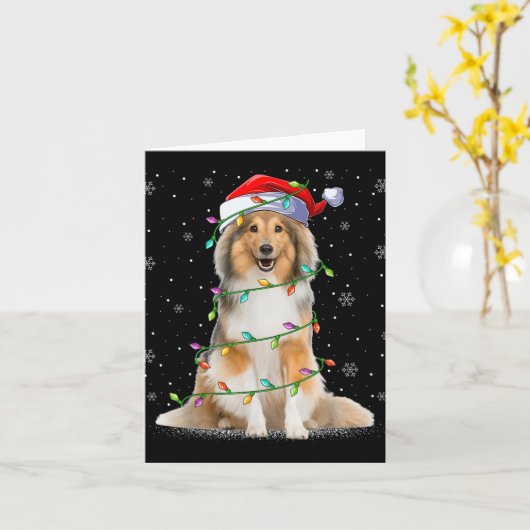 Sheltie Dog Lover Xmas Lighting Santa Sheltie Chri Kaart (Gele Bloem)