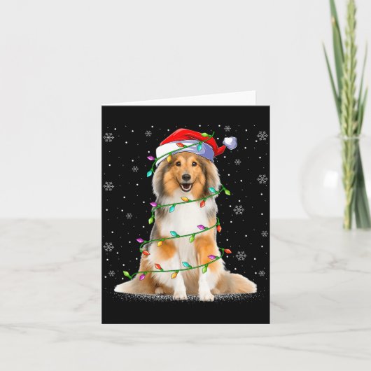 Sheltie Dog Lover Xmas Lighting Santa Sheltie Chri Kaart (Voorkant)
