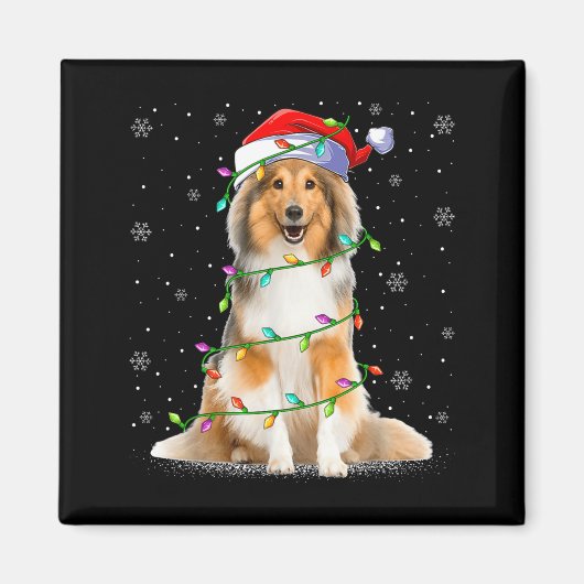 Sheltie Dog Lover Xmas Lighting Santa Sheltie Chri Magneet (Voorkant)