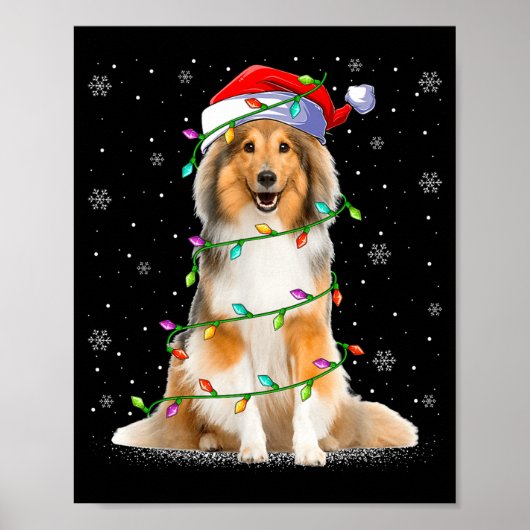 Sheltie Dog Lover Xmas Lighting Santa Sheltie Chri Poster (Voorkant)