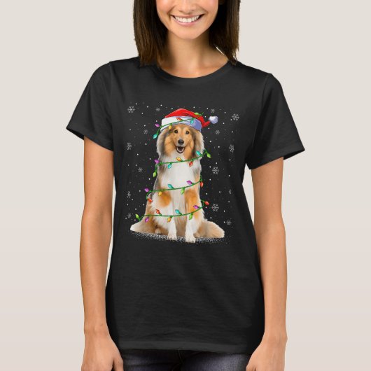 Sheltie Dog Lover Xmas Lighting Santa Sheltie Chri T-shirt (Voorkant)