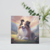 Sheltie Dog Memorial Rainbow Bridge - Gepersonalis Feestdagenkaart (Staand voorkant)