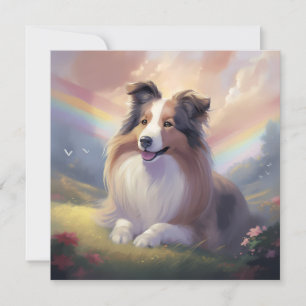 Sheltie Dog Memorial Rainbow Bridge - Gepersonalis Feestdagenkaart