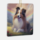 Sheltie Dog Memorial Rainbow Bridge - Gepersonalis Keramisch Ornament (Rechts)