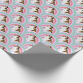 Sheltie Dog Rainbow Paarse Verjaardag Cadeaupapier (Hoek)