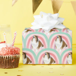 Sheltie Dog Rainbow Roze Verjaardag Cadeaupapier