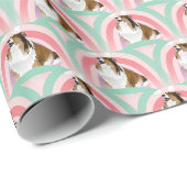 Sheltie Dog Rainbow Roze Verjaardag Cadeaupapier (Rol Hoek)