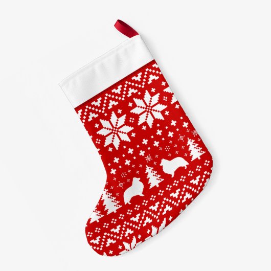 Sheltie Dog Silhouettes Shetland Sheepdogs Pattern Kleine Kerstsok (Achterkant (Hangend))