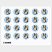 Sheltie Dog Sjabloon Ronde Sticker (Vel)