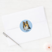 Sheltie Dog Sjabloon Ronde Sticker (Envelop)