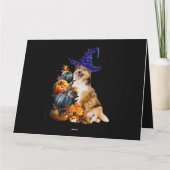 Sheltie Dog Witch And Pumpkins Halloween Thanksgiv Kaart (Achterkant)