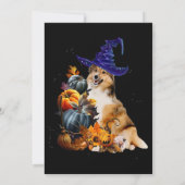 Sheltie Dog Witch en Pumpkins Halloween Thanksgiv Kaart (Achterkant)