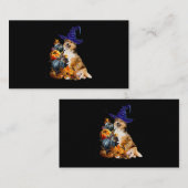 Sheltie Dog Witch en Pumpkins Halloween Thanksgiv Visitekaartje (Voorkant / Achterkant)