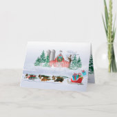 Sheltie Dogs Brown, Black and Grey, Pulling Sleigh Feestdagen Kaart (Voorkant)