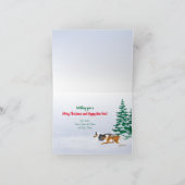 Sheltie Dogs Pulling Red Sleigh Feestdagen Kaart (Binnen)