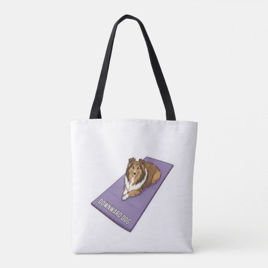 Sheltie doing yoga tote bag (Achterkant)