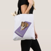Sheltie doing yoga tote bag (Dichtbij)