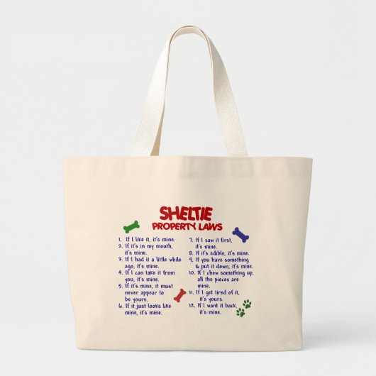 SHELTIE Eigendomwetten 2 Grote Tote Bag (Voorkant)