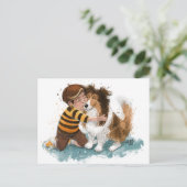Sheltie en Boy Dog Knuffel Briefkaart (Staand voorkant)