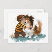 Sheltie en Boy Dog Knuffel Briefkaart (Voorkant / Achterkant)
