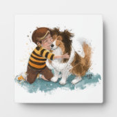 Sheltie en Boy Dog Knuffel Fotoplaat (Voorkant)