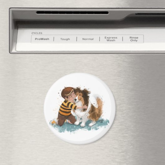 Sheltie en Boy Dog Knuffel Magneet (Insitu (Vaatwasser))