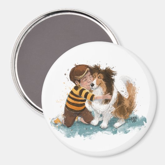 Sheltie en Boy Dog Knuffel Magneet (Voorkant / Achterkant)