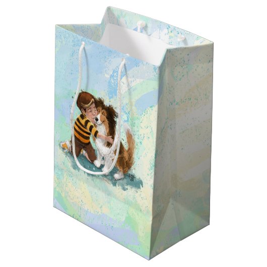 Sheltie en Boy Dog Knuffel Medium Cadeauzakje (Achterkant Gekanteld)