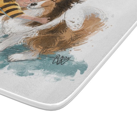 Sheltie en Boy Dog Knuffel Snijplank (Hoek)