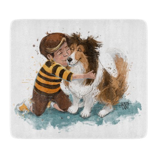 Sheltie en Boy Dog Knuffel Snijplank (Voorkant)
