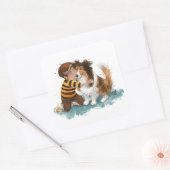 Sheltie en Boy Dog Knuffel Vierkante Sticker (Envelop)