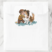 Sheltie en Boy Dog Knuffel Vierkante Sticker (Tas)