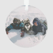 Sheltie en Husky Fun in de sneeuw Ornament (achterkant)