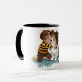 Sheltie en jongenshond knuffelen mok (Voorkant links)