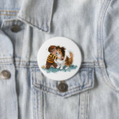 Sheltie en jongenshond knuffelen ronde button 7,6 cm (In situ)