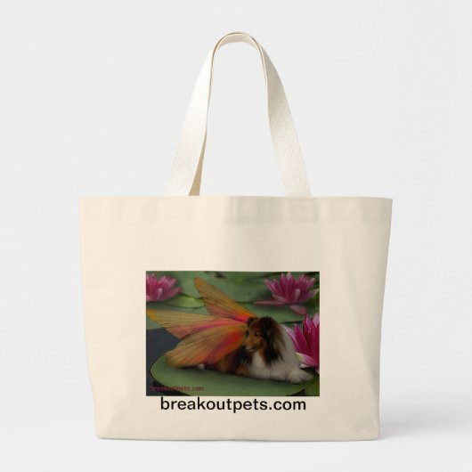Sheltie Fairy op Lily Pad Jumbo Tas (Voorkant)