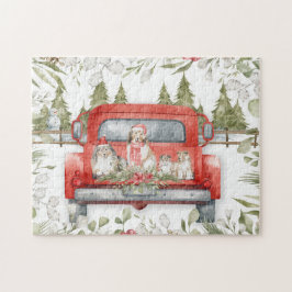 Sheltie Family in Red Truck Kerstmis Legpuzzel