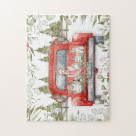 Sheltie Family in Red Truck Kerstmis Legpuzzel
