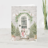 Sheltie Front Porch Kerstmis Kaart (Voorkant)