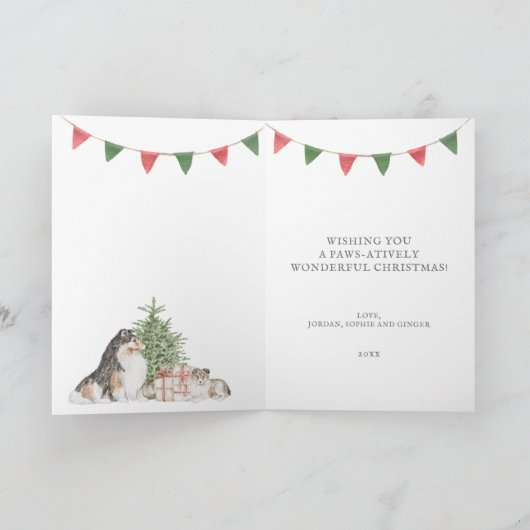 Sheltie Front Porch Kerstmis Kaart (Binnen)