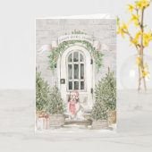 Sheltie Front Porch Kerstmis Kaart (Gele Bloem)