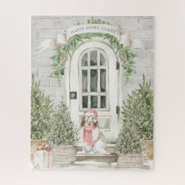 Sheltie Front Porch Kerstmis Legpuzzel
