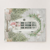 Sheltie Front Porch Kerstmis Legpuzzel (Horizontaal)