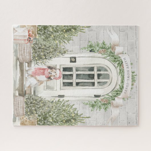 Sheltie Front Porch Kerstmis Legpuzzel (Horizontaal)