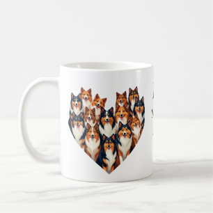 Sheltie Hart Illustratie Cute Shetland Sheepdog Koffiemok