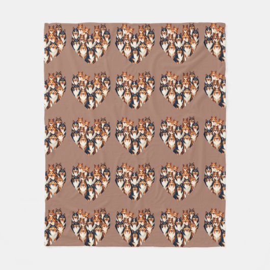 Sheltie Hart Illustratie Schattigee Shetland Sheep Fleece Deken (Voorkant)
