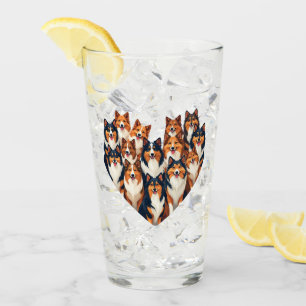 Sheltie Hart Illustratie Schattigee Shetland Sheep Glas
