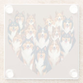 Sheltie Hart Illustratie Schattigee Shetland Sheep Glazen Onderzetter (Achterkant)