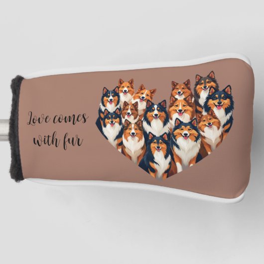 Sheltie Hart Illustratie Schattigee Shetland Sheep Golfheadcover (Voorkant)
